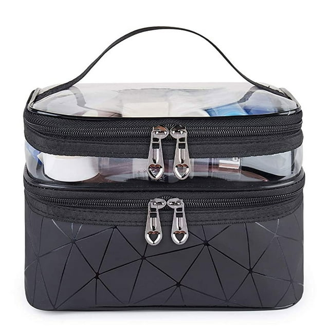 Multifunction Travel Makeup Fashion Cosmetic Bag With Two Zippers