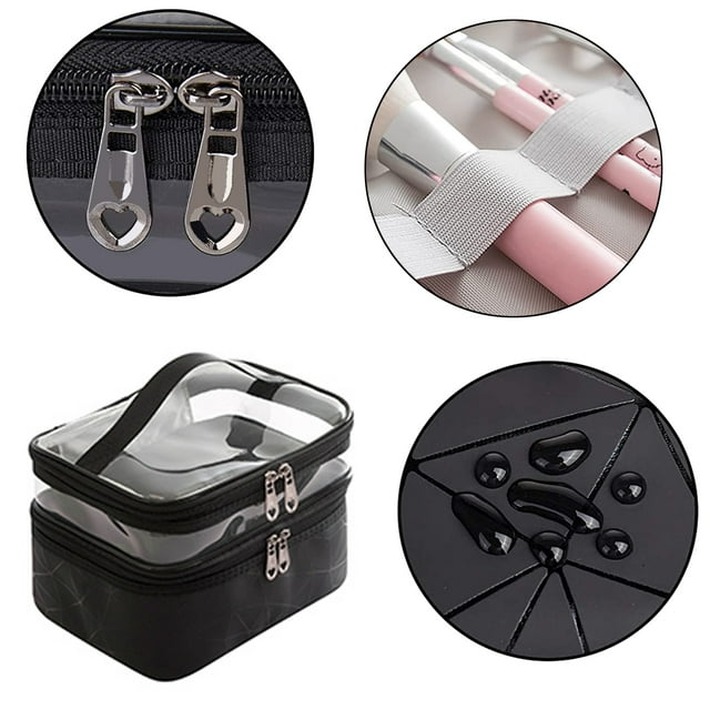 Multifunction Travel Makeup Fashion Cosmetic Bag With Two Zippers