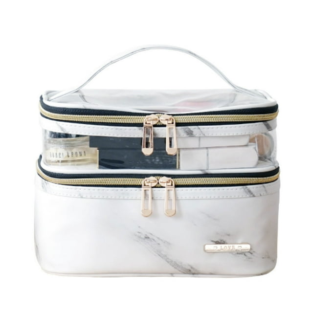 Multifunction Travel Makeup Fashion Cosmetic Bag With Two Zippers