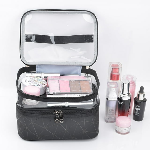 Multifunction Travel Makeup Fashion Cosmetic Bag With Two Zippers
