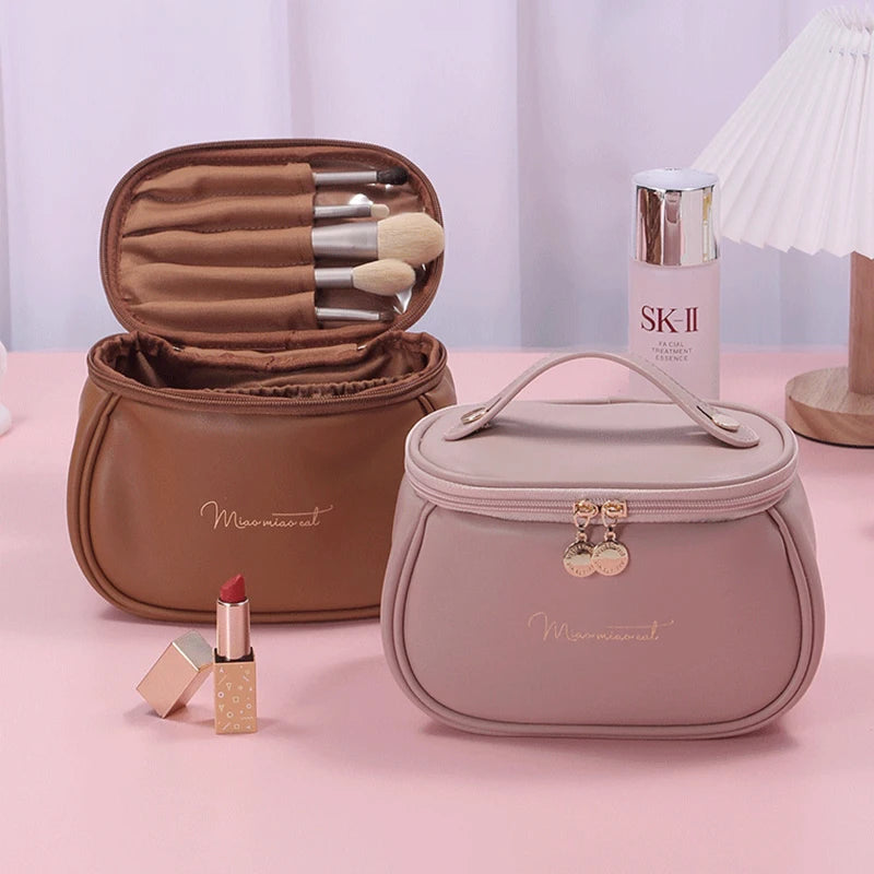 Women travel leather make-up bag
