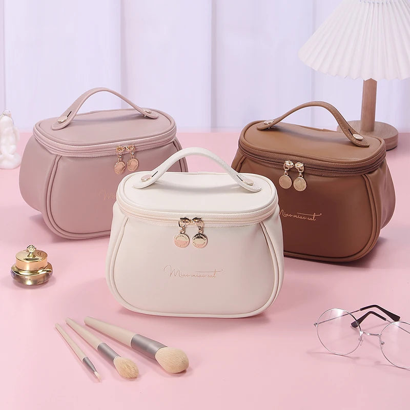 Women travel leather make-up bag