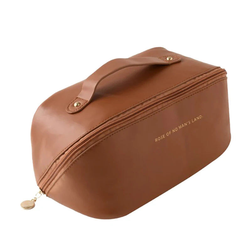 Large Leather Travel Organizer and Cosmetic Bag for Women