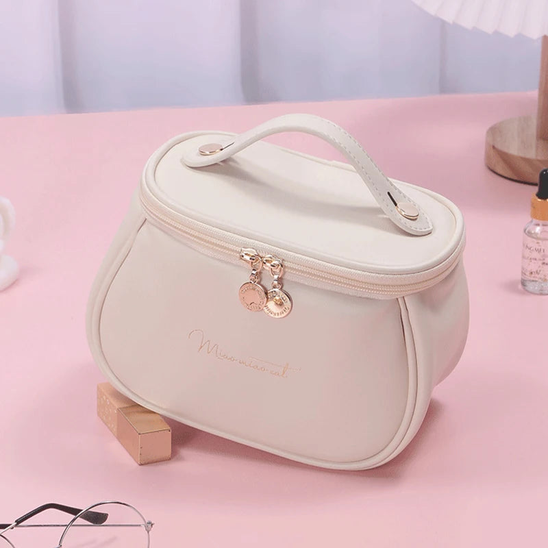 Women travel leather make-up bag