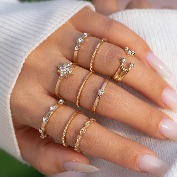 9pcs/set Rings women Jewelry new style versatile ring set female jewelry sets girls