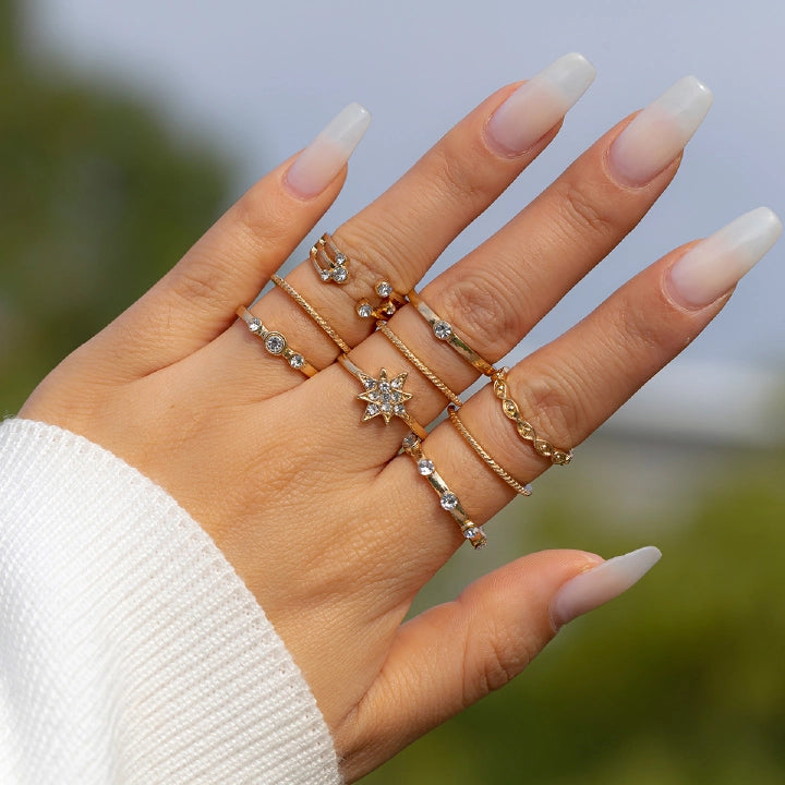 9pcs/set Rings women Jewelry new style versatile ring set female jewelry sets girls