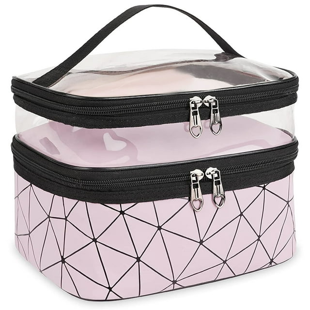 Multifunction Travel Makeup Fashion Cosmetic Bag With Two Zippers