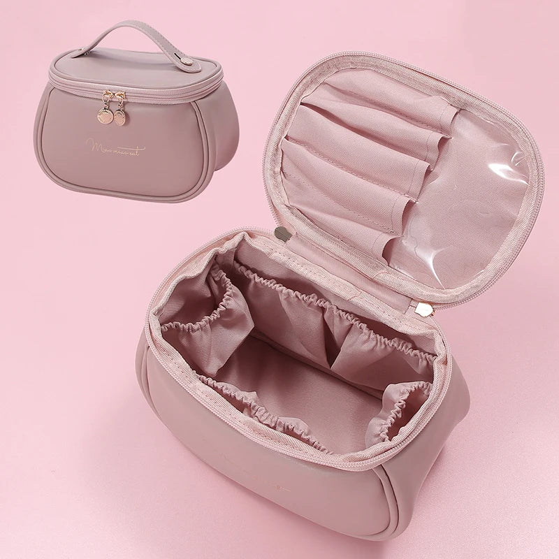 Women travel leather make-up bag