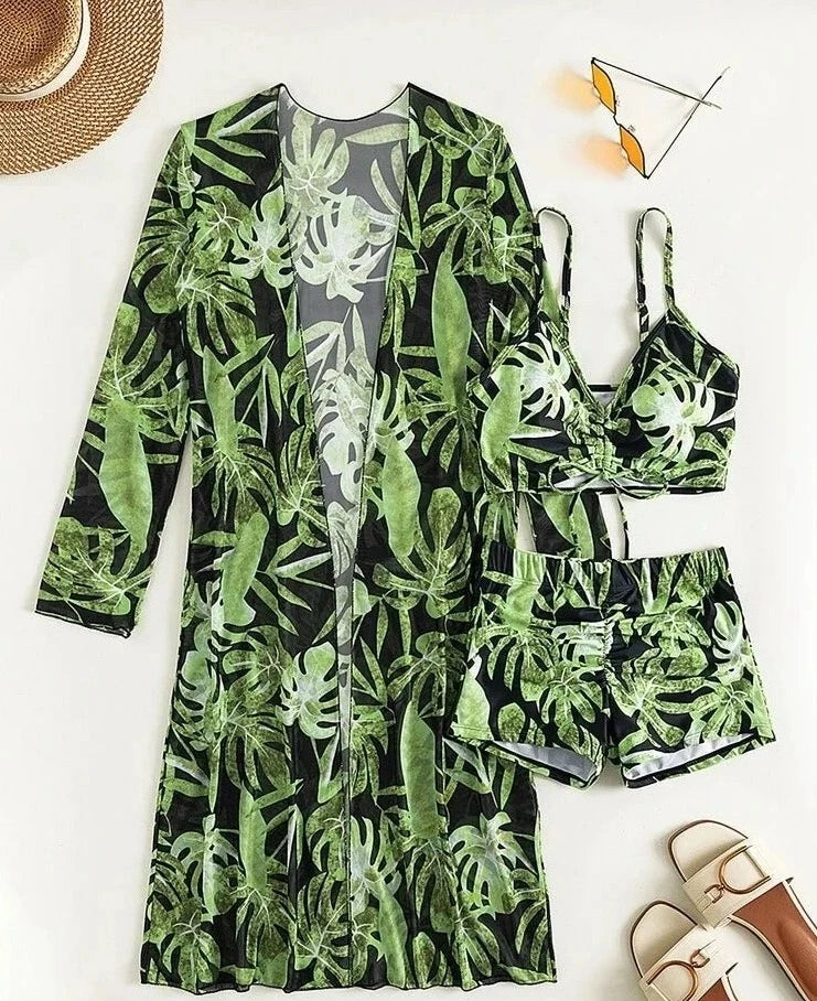 Summer Print Beach Wear Three-Piece Bathing Swim Suits