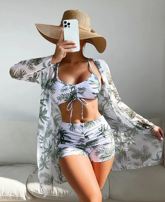 Summer Print Beach Wear Three-Piece Bathing Swim Suits