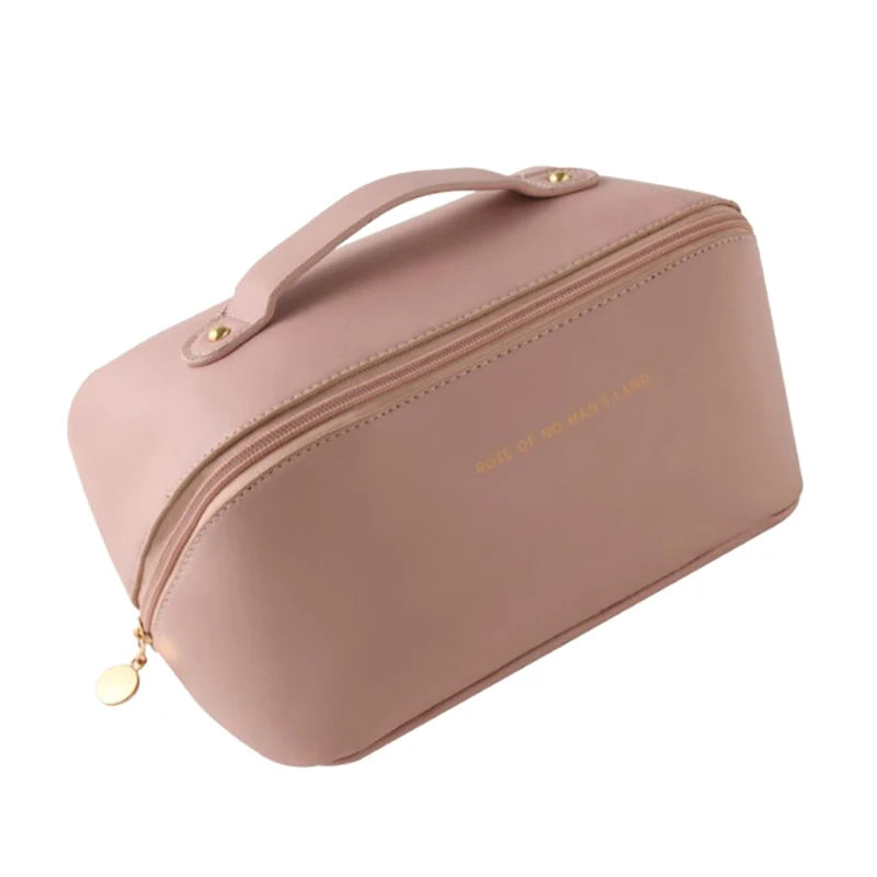 Large Leather Travel Organizer and Cosmetic Bag for Women