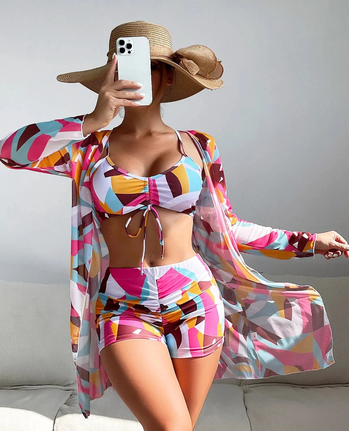 Summer Print Beach Wear Three-Piece Bathing Swim Suits