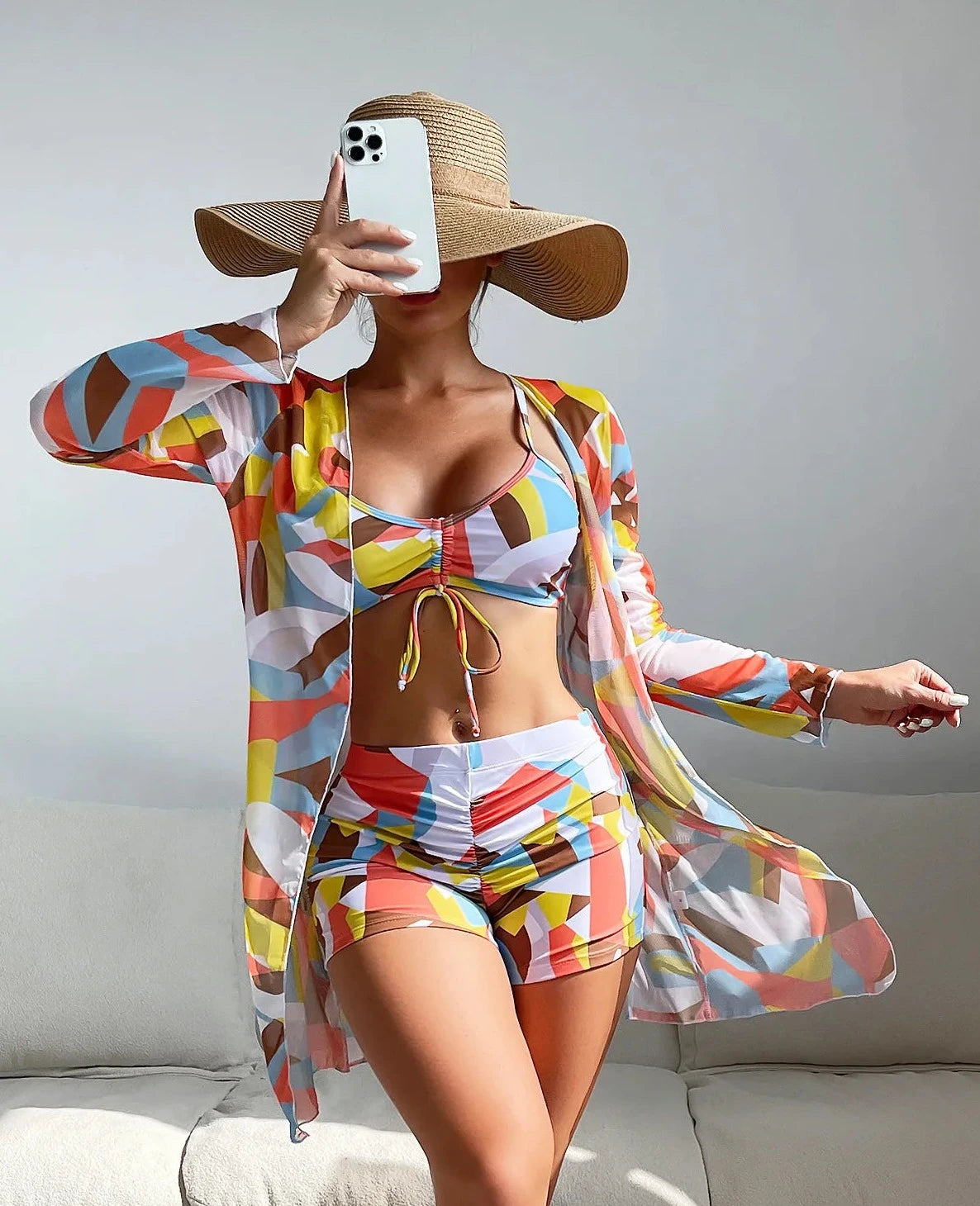 Summer Print Beach Wear Three-Piece Bathing Swim Suits