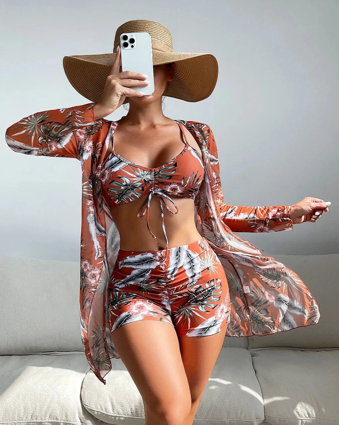 Summer Print Beach Wear Three-Piece Bathing Swim Suits