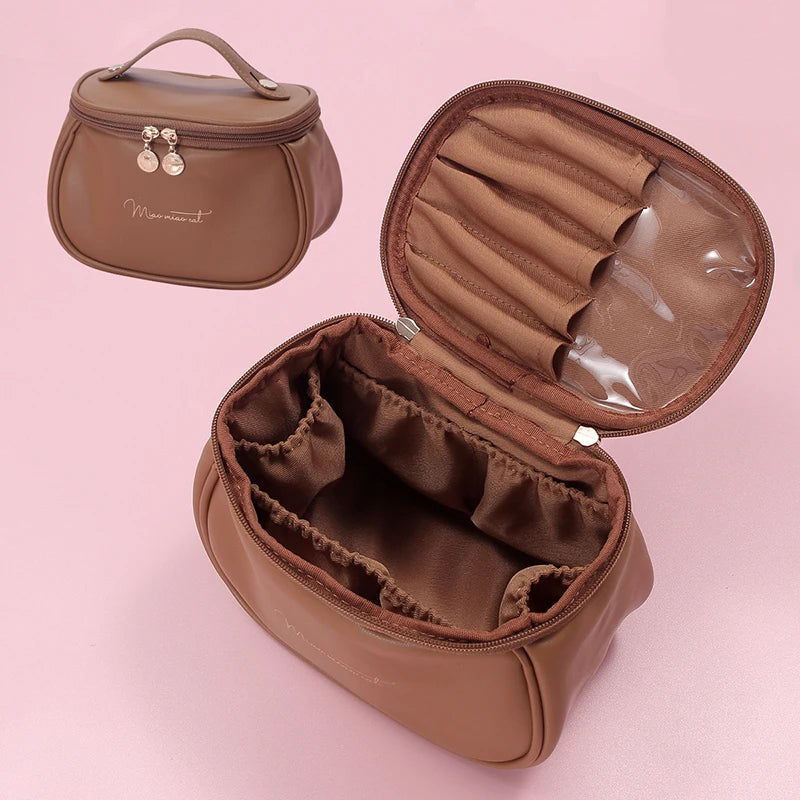 Women travel leather make-up bag